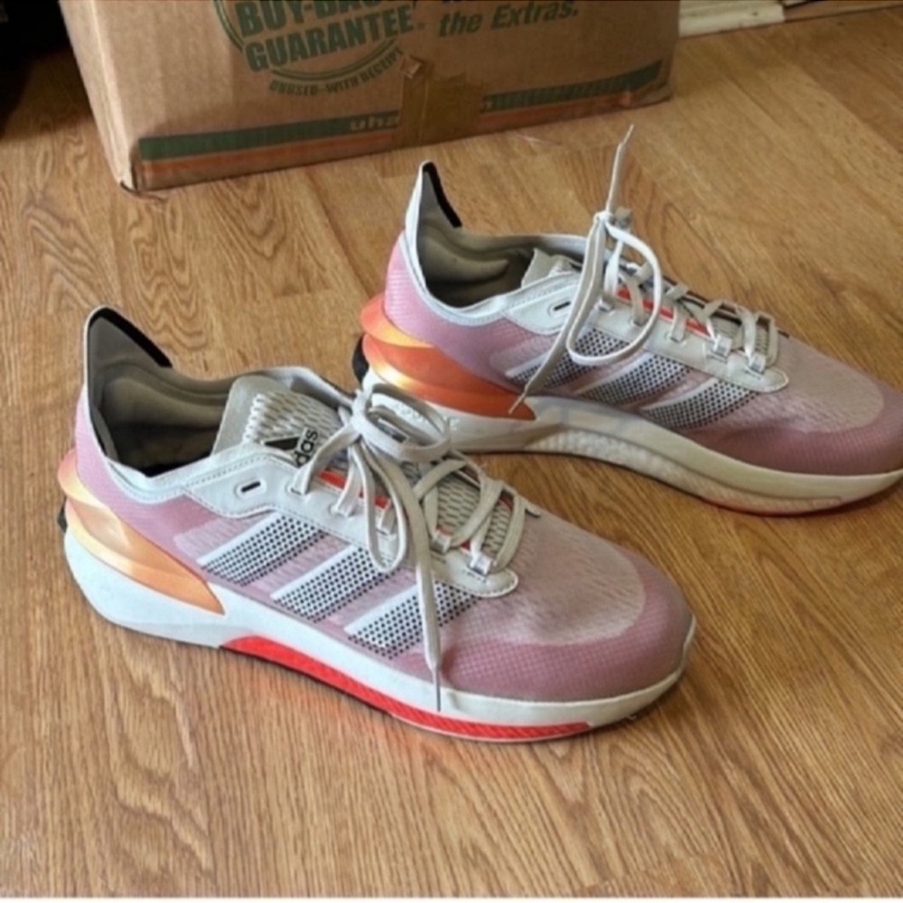 Adidas Pink and White Sneakers with Cushioned Sole - Picture 2 of 8